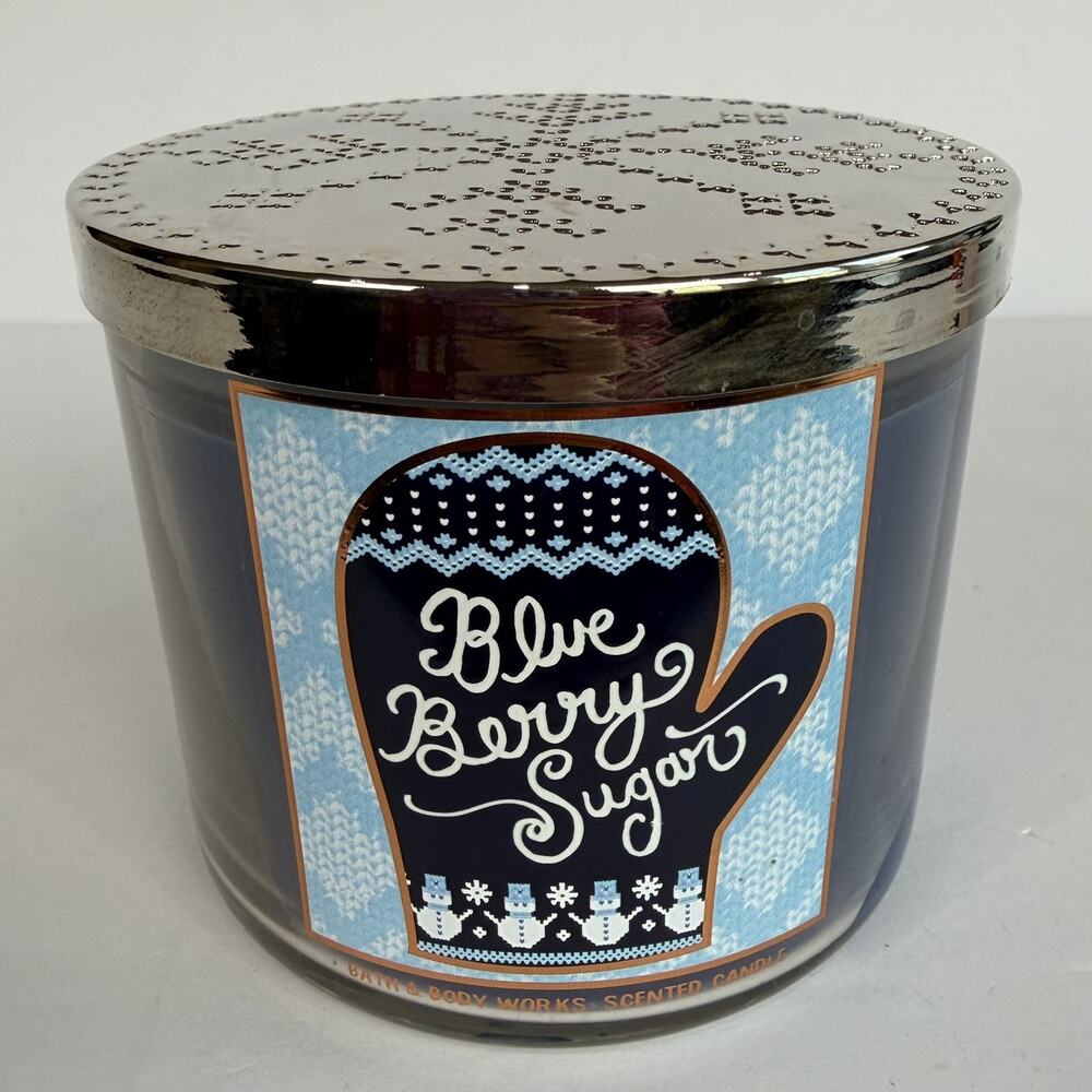 Blueberry Sugar Bath & Body Works Large Holiday Winter 3 Wick Candle 14.5 oz New
